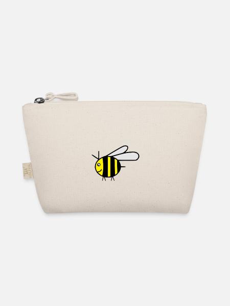 Yellow flying honey bee bumblebee - gift idea - Organic Pouch - nature - Front