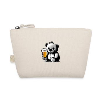 Teddy drinking Beer - Bio-Täschchen - Natur - Vorne