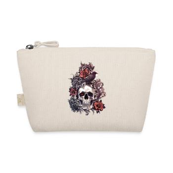 Skull Crow and Roses - Organic Pouch - nature - Front