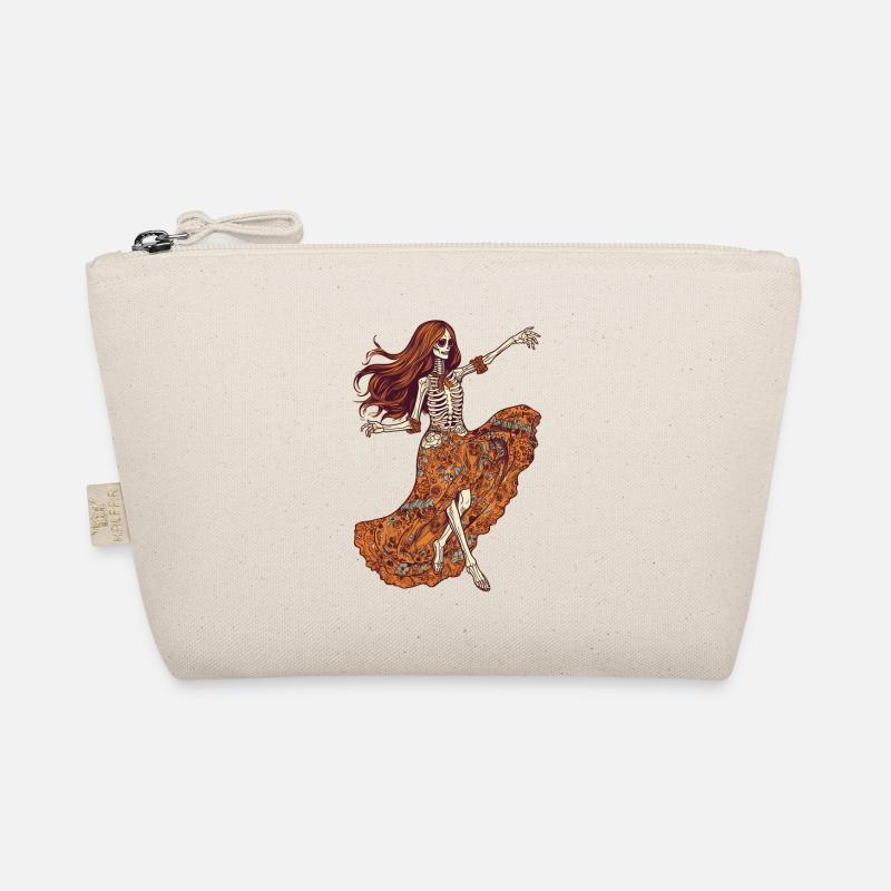 Cheerful 60s 70s Hippie Skeleton Organic Pouch