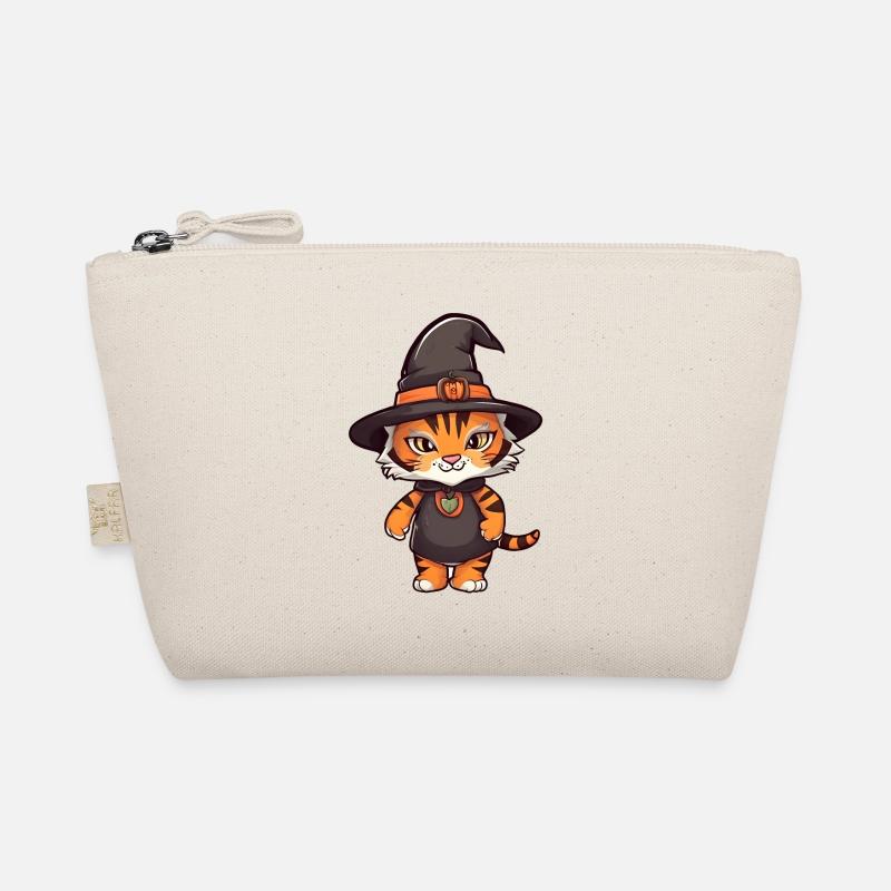 Mignon tigre d’Halloween avec chapeau de sorcière. Trousse biologique