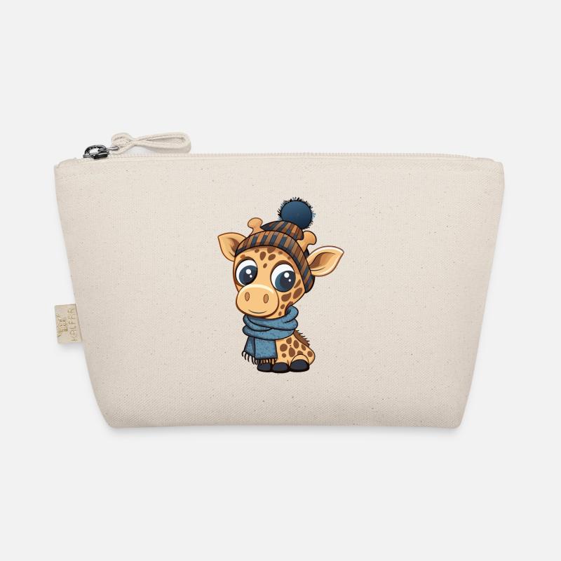 Jolie girafe avec écharpe et chapeau à pompon. Trousse biologique