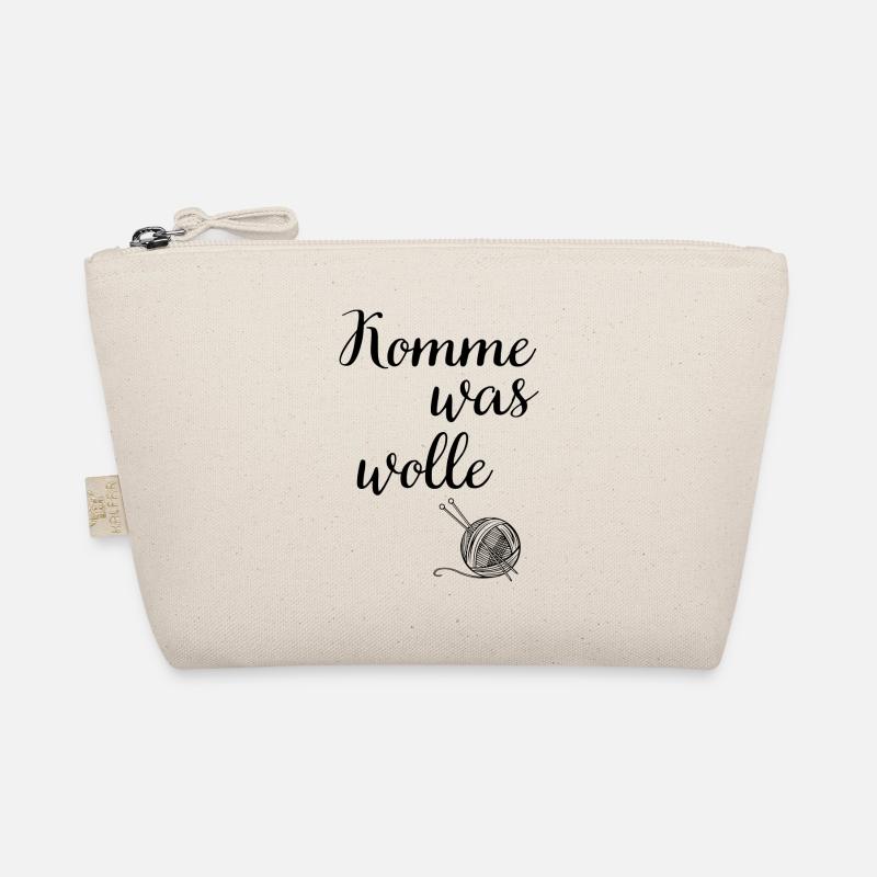 Komme was Stricken Hobby wolle Handarbeit Geschenk - Bio-Täschchen - Natur