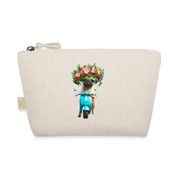 E-scooter pug with flower wreath - Organic Pouch - nature - Front