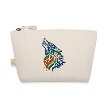 Wolf Silhouette Tribal Tattoo Style Tier Natur Fan - Bio-Täschchen - Natur - Vorne