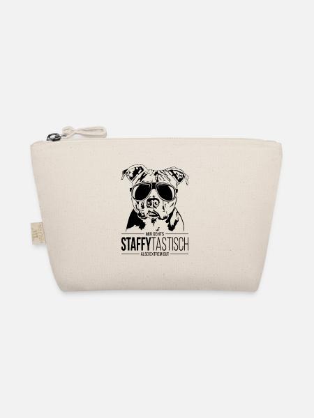 STAFFYTASTISCH American Staffordshire Hundespruch - Bio-Täschchen - Natur - Vorne