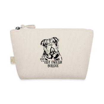 Loved by an Olde English Bulldog OEB Hundespruch - Bio-Täschchen - Natur - Vorne