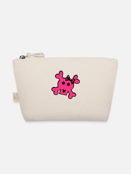 cute comic skull in pink - Organic Pouch - nature - Front