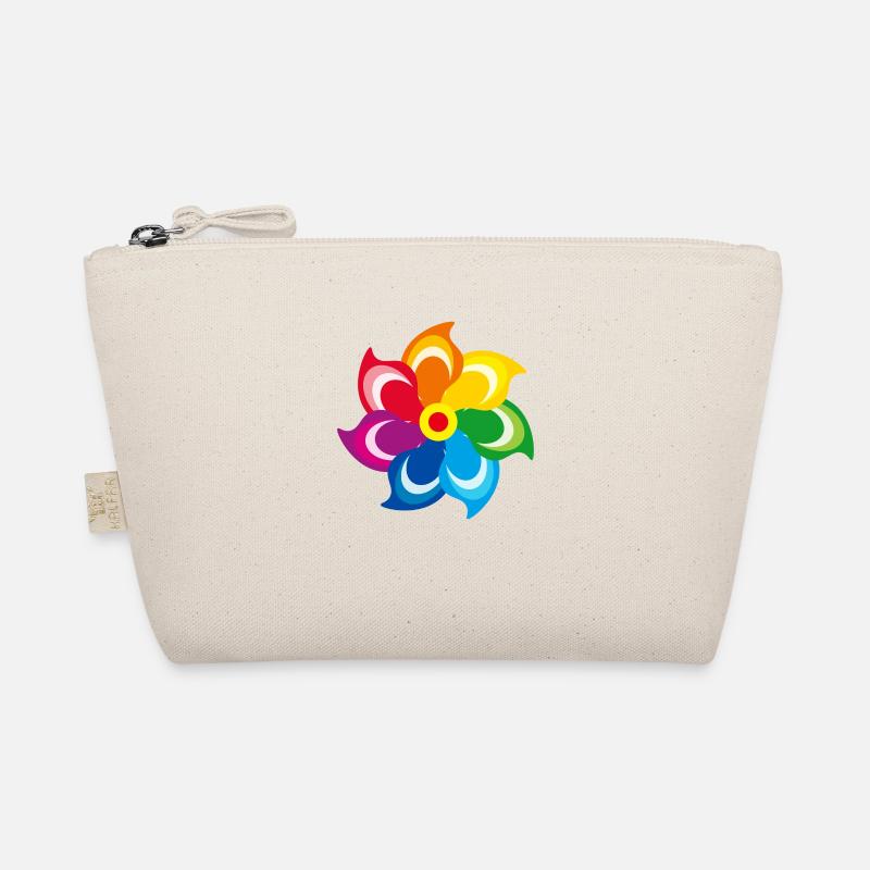 Windmühle Regenbogen Sommerwiese Frühling Farben - Bio-Täschchen - Natur