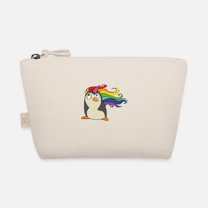 Punguin Einhorn Regenbogen - Bio-Täschchen - Natur