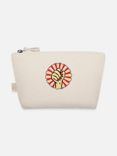 Woman's clenched fist, red painted nails (3C) - Organic Pouch - nature - Front