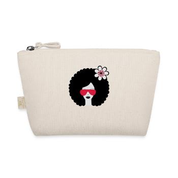 Curly haired girl with flower, retro revival, Afro - Organic Pouch - nature - Front