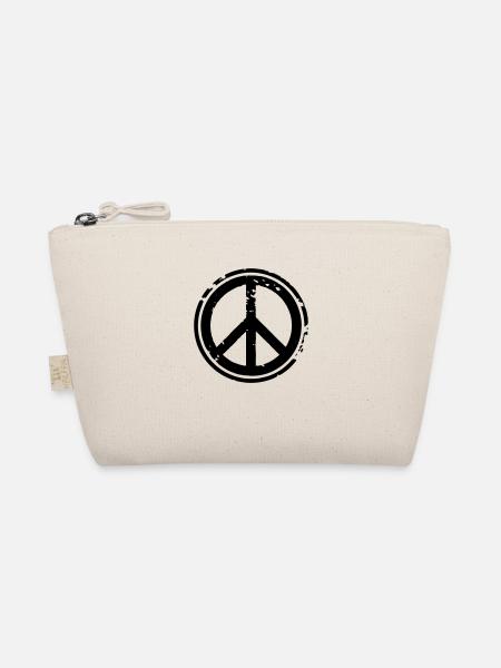 Peacezeichen Friedenssymbol Used Look Grunge Peace - Bio-Täschchen - Natur - Vorne