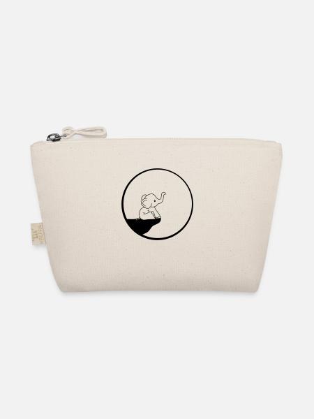 cliff elephant moon night round circle sitting sweet - Organic Pouch - nature - Front