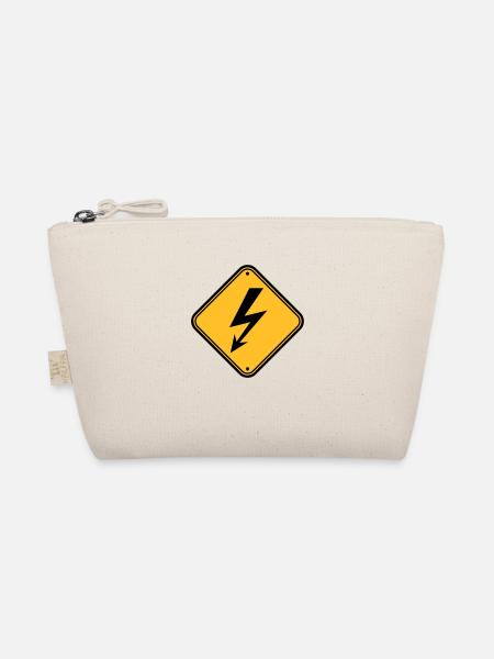 schild hinweis elektrisch blitz strom energie star - Bio-Täschchen - Natur - Vorne
