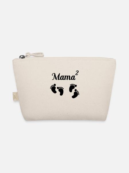 Mama zum Quadrat Twins Zwillinge Geschenk - Bio-Täschchen - Natur - Vorne