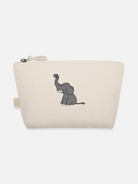 elefant gluecklich niedlich suess klein kind baby - Bio-Täschchen - Natur - Vorne