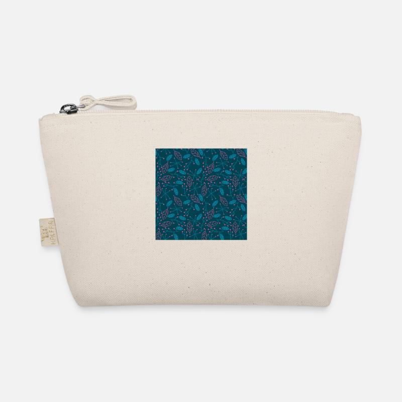 Leaves floral pattern pattern dark blue turquoise Organic Pouch