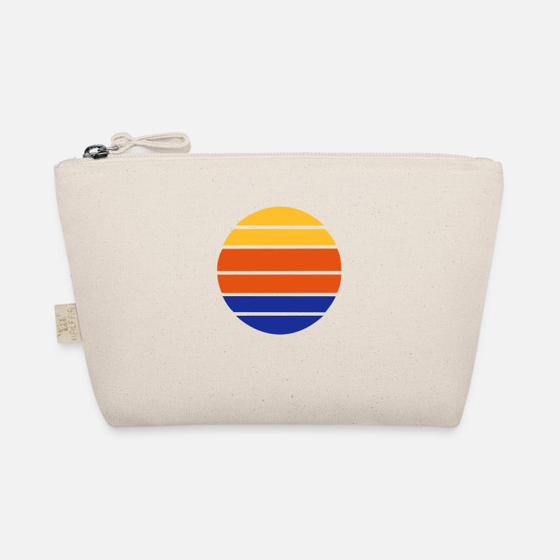 Retro Sonne als Vintage Kreisform - Bio-Täschchen - Natur