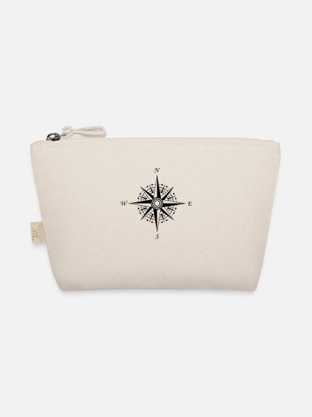 Wind Rose Zeichnungsstil Mann Frau Kompass - Bio-Täschchen - Natur - Vorne