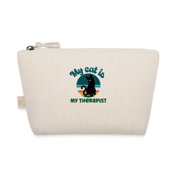 Cat Lover Gift - My Cat Is My Therapist - Organic Pouch - nature - Front