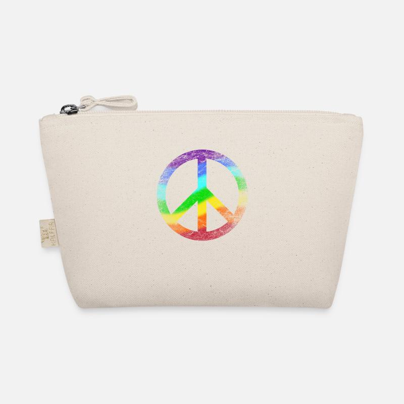 Peace-Zeichen Regenbogen Frieden Pazifist Reggae - Bio-Täschchen - Natur