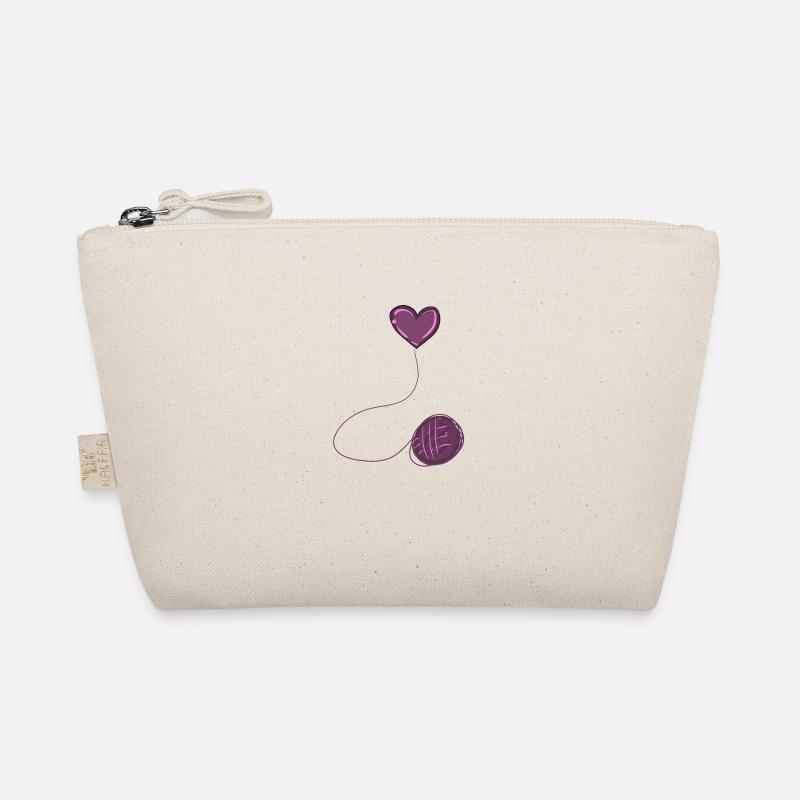 heart pink symbol wool thread line Organic Pouch