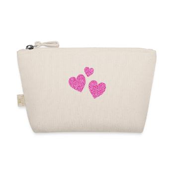 3 cœurs roses scintillants coeur - Trousse biologique - nature - Devant