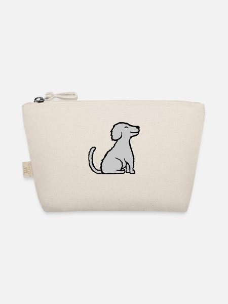 Happy seated good dog - Organic Pouch - nature - Front