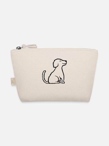 Brave happy sitting dog - Organic Pouch - nature - Front
