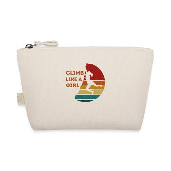 Vintage Climb Like A Girl | Girl Rock Climbing - Organic Pouch - nature - Front