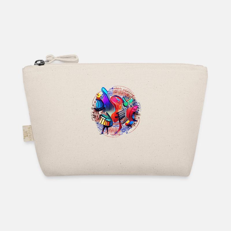 Circle of notes with abstract musical instruments Organic Pouch