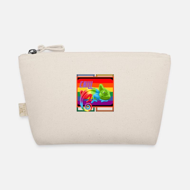 Chameleon Bunt Kinder Shirt - Bio-Täschchen - Natur