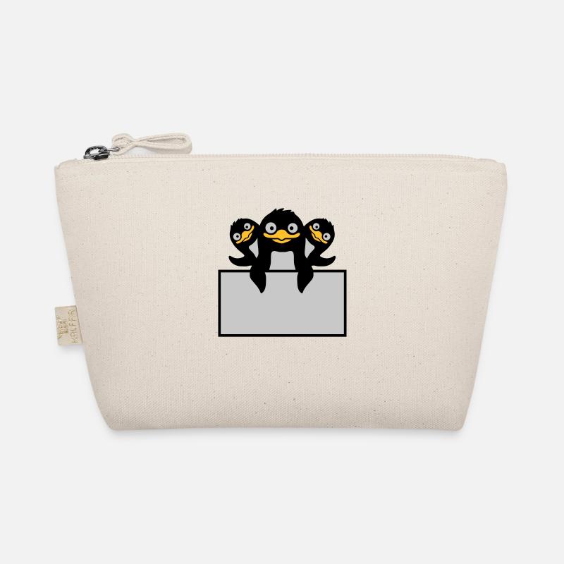 3 penguins behind shield Organic Pouch
