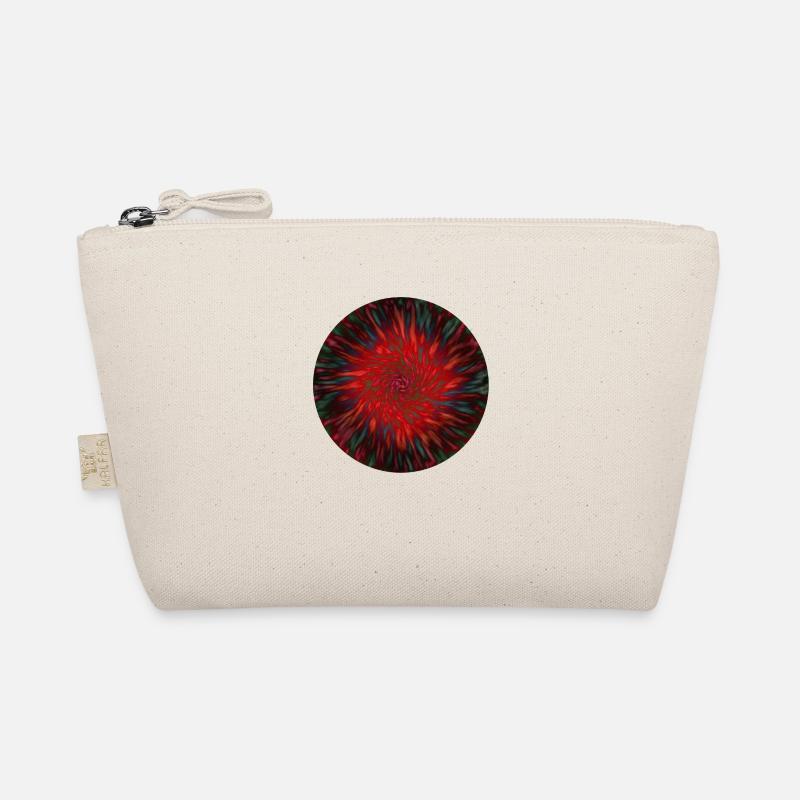 Red Green Abstract Tie Dye Flower Motive - Bio-Täschchen - Natur