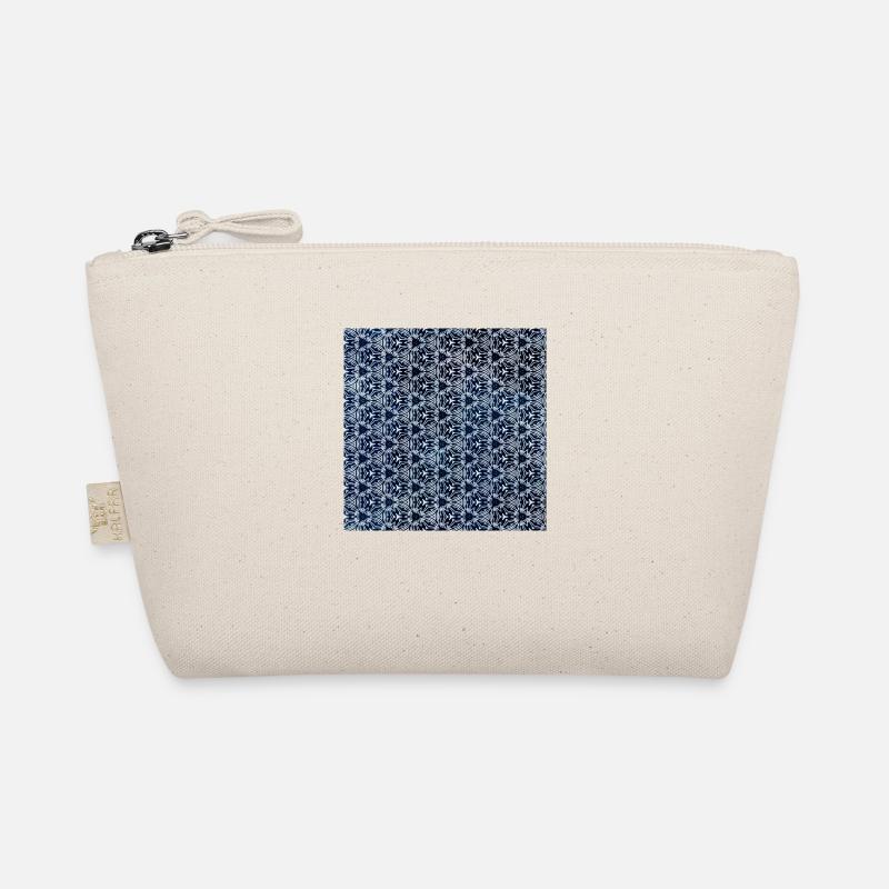 Silver Grey Dark Blue Tie Dye Textile Pattern Organic Pouch