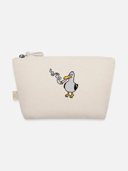 Stoner Seagull Smoking Hemp - Organic Pouch - nature - Front