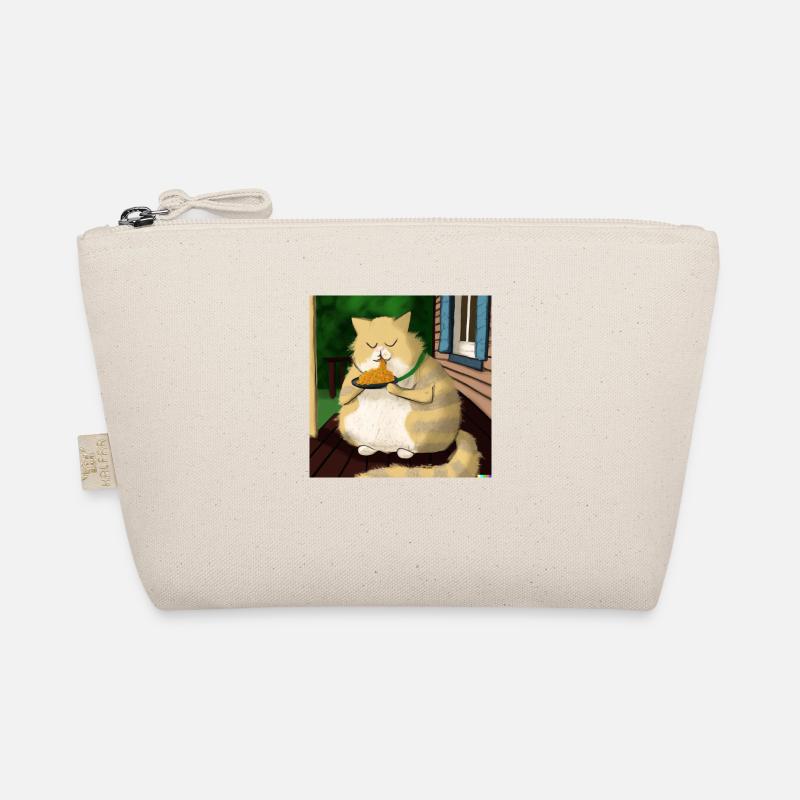 fette Katze isst Lasagna uf der Veranda Bio-Täschchen