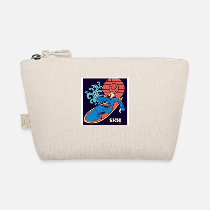Mädchen auf Surfboard Jugendstil Bio-Täschchen
