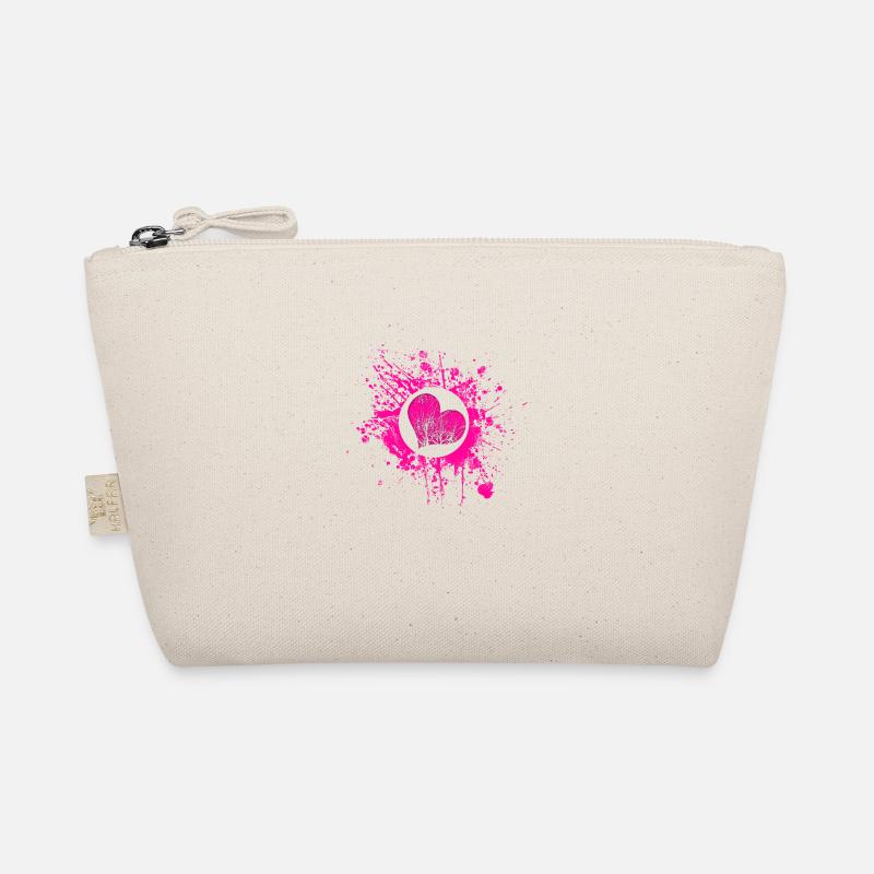 Pink Splatter Heart - Bio-Täschchen - Natur