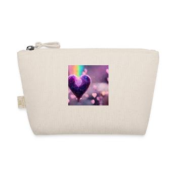 Lila Regenbogen Herz - Bio-Täschchen - Natur - Vorne