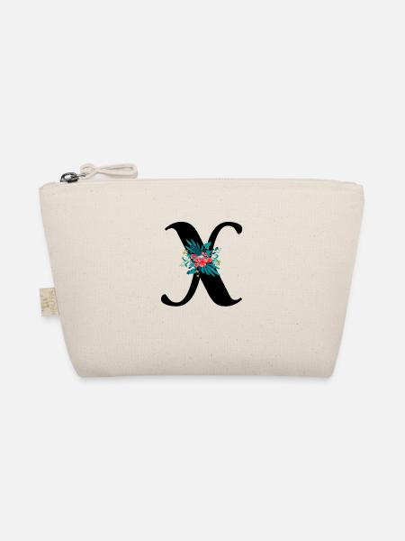 letter X flowered - Organic Pouch - nature - Front