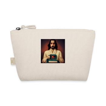 Jesus an der Nähmaschine - Bio-Täschchen - Natur - Vorne