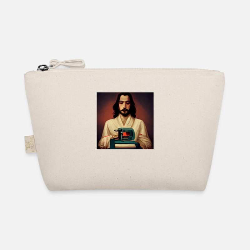 Jesus an der Nähmaschine - Bio-Täschchen - Natur