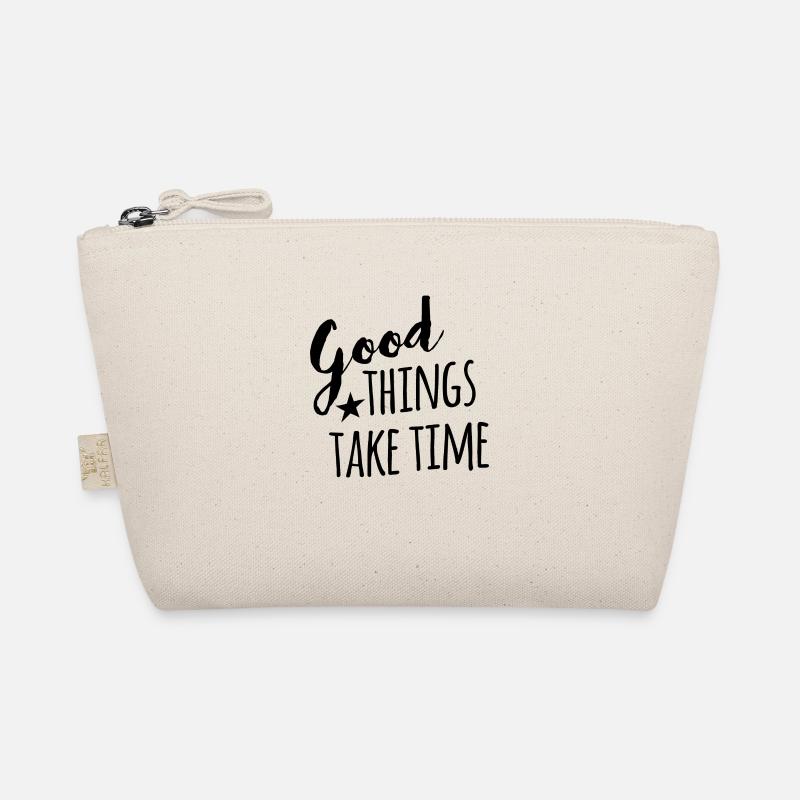 Good things take time - black handletter Organic Pouch