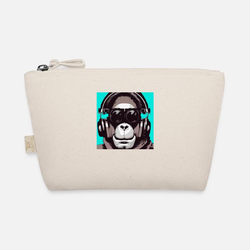 Affe hört Musik mit Kopfhörern Bio-Täschchen