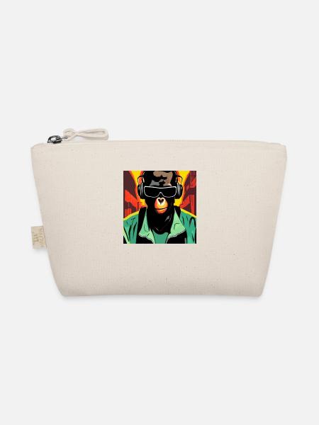 Monkey listening to music with headphones - Organic Pouch - nature - Front