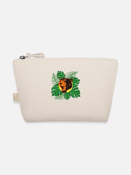 Tiger Jungle Roar Monstera Leaves Gift - Organic Pouch - nature - Front