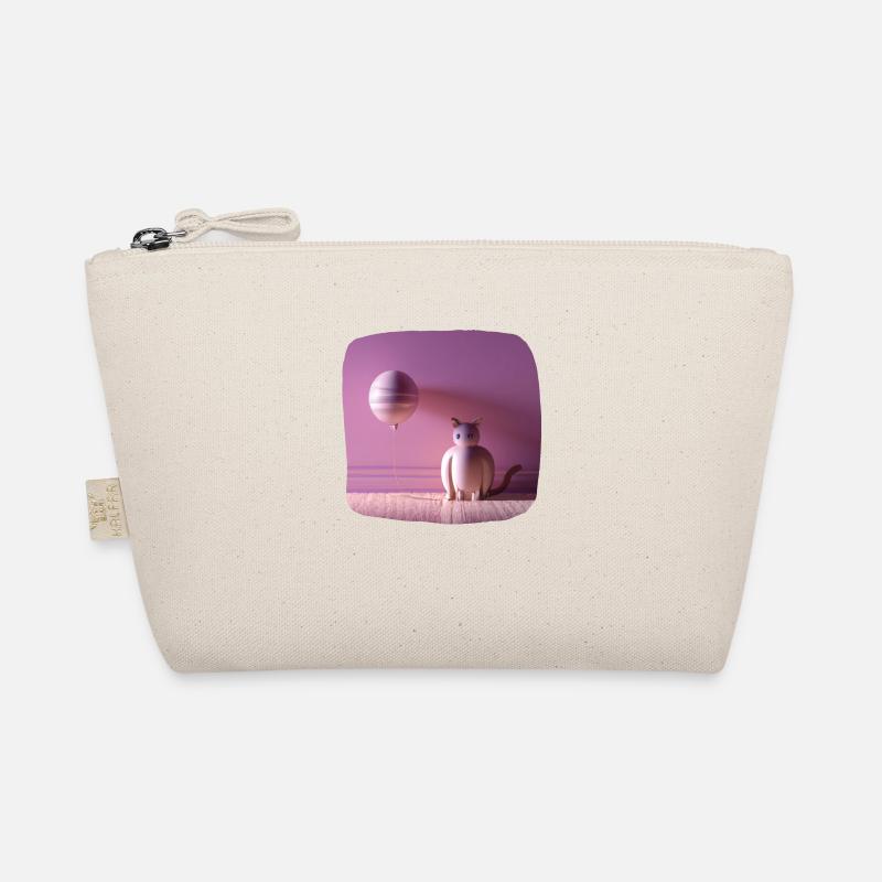 Rosa Katze mit einem Ballon Bio-Täschchen