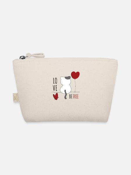 Cat with heart Cat love Animal love Cats - Organic Pouch - nature - Front
